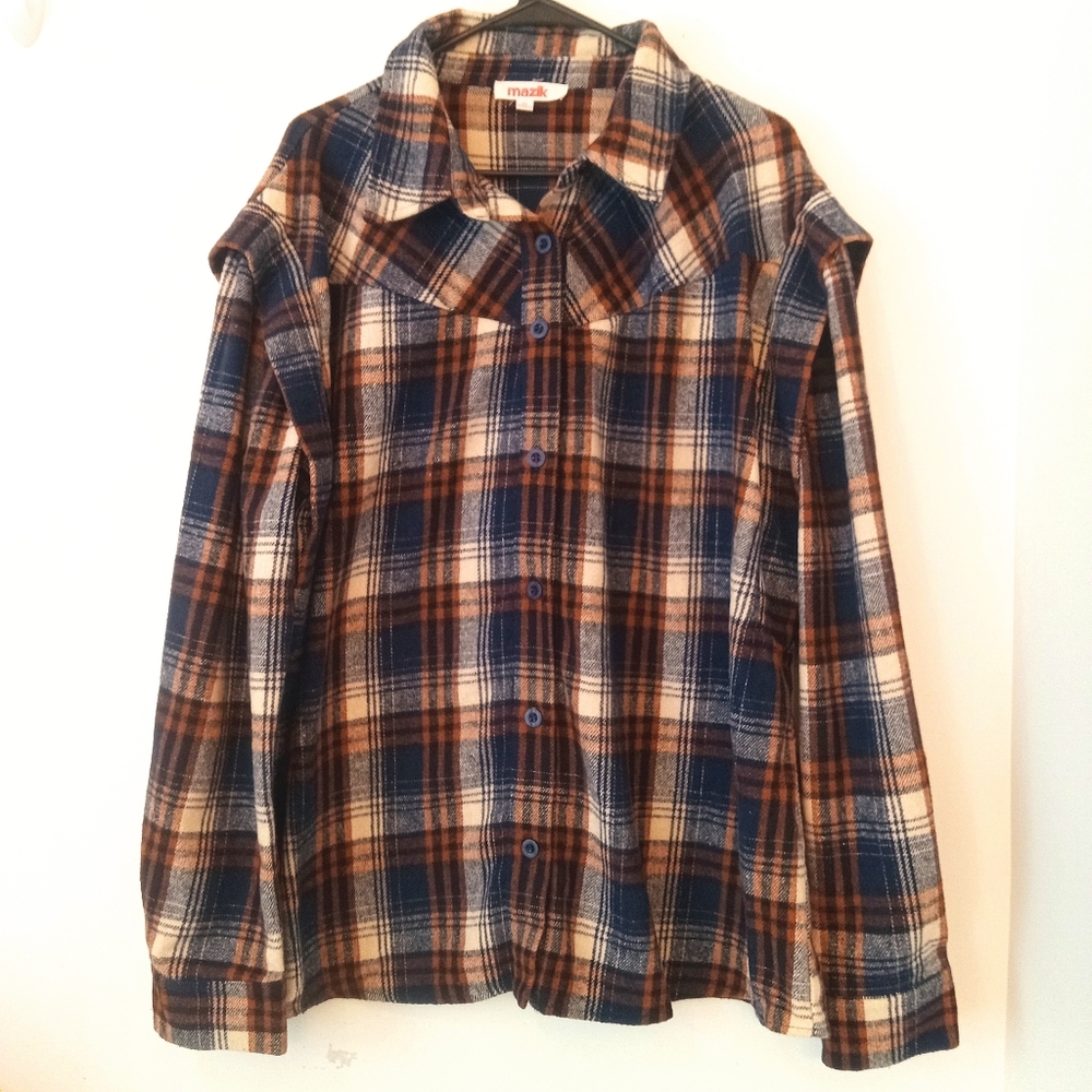 Mazik 2X Plaid Shacket Button Up Womens NWOT.  Campcore.